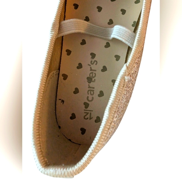 NWOT Carter's Girls Shoes Sparkly Gold Ballet Flats Size 12 - Picture 7 of 8